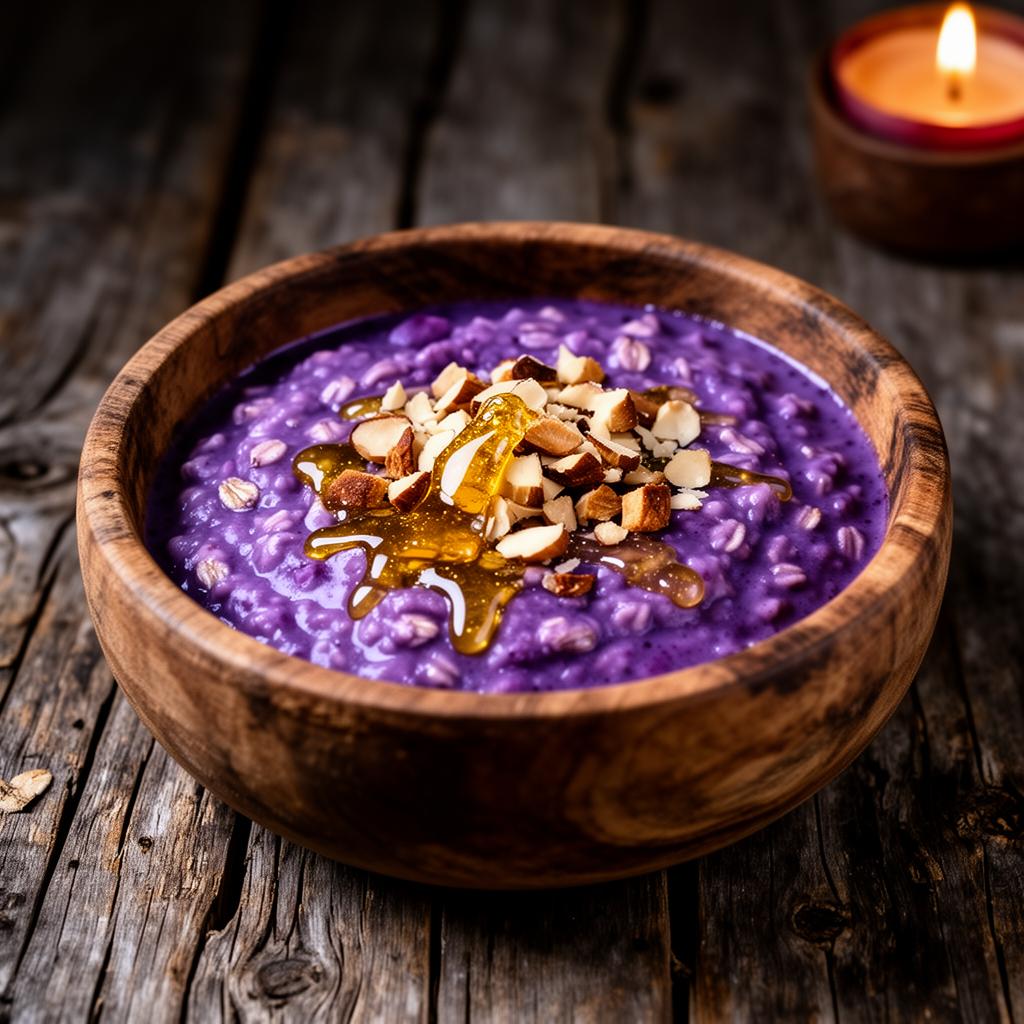 Lila Honig-Haferbrei mit Ube — Wikinger Museum Saarbrücken